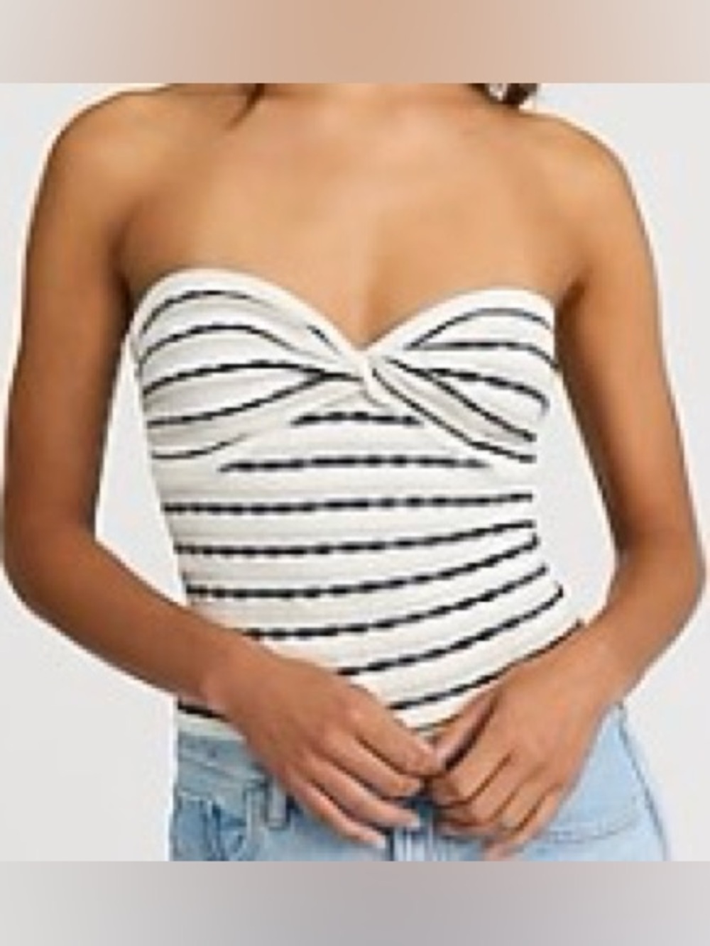 Express Black & White Strapless Twist-Front Crop Top